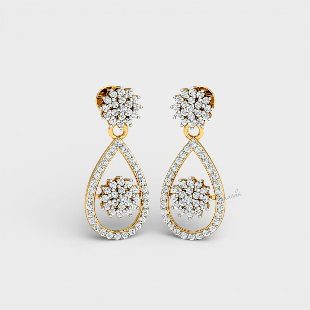 Pair of gold and diamond earrings