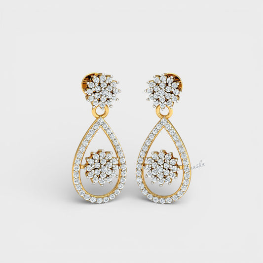Pair of gold and diamond earrings