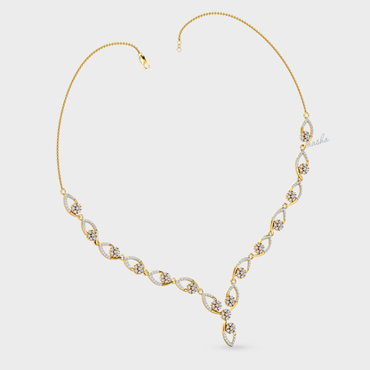 Lab-Grown Round Cut Diamond Necklace Set in Yellow Gold