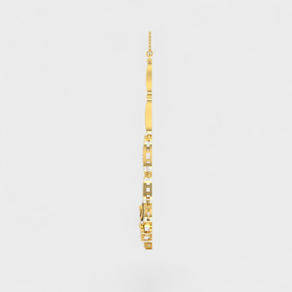 Premium Round Cut Lab Diamond Necklace in Yellow Gold Finish