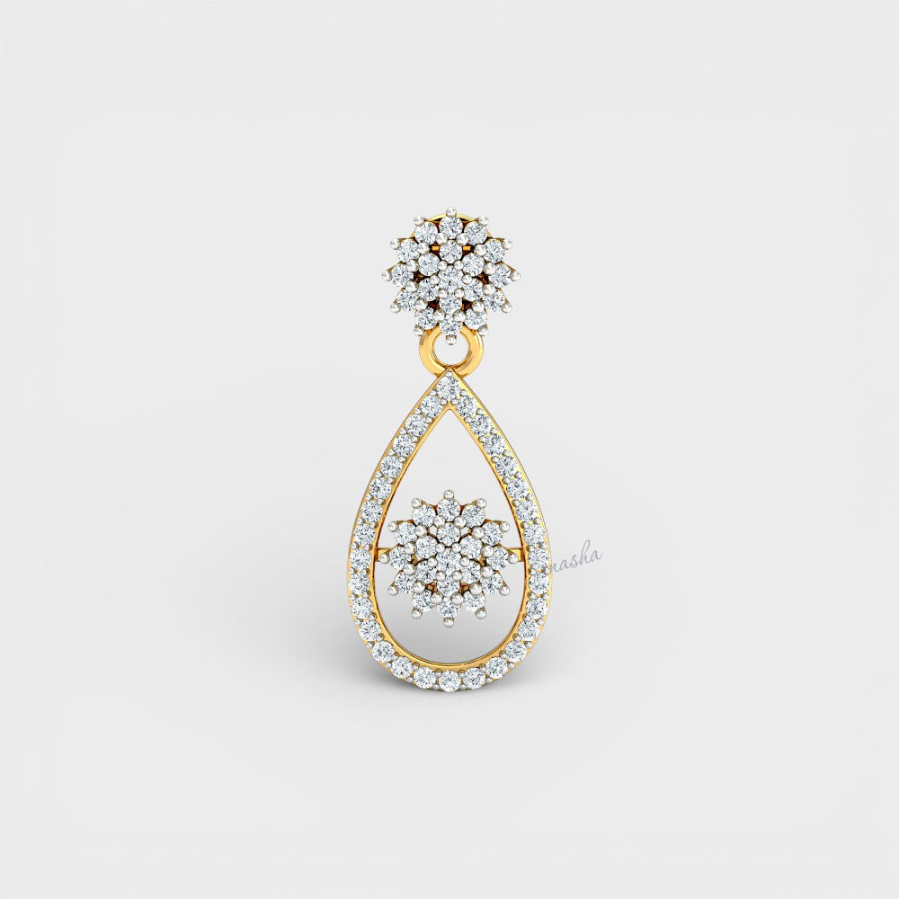 Gold and diamond teardrop earring 