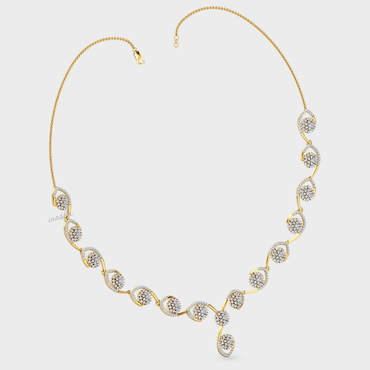 Certified Lab-Grown Diamond Necklace featuring brilliant Round Cut Diamonds in Hallmark Yellow Gold.