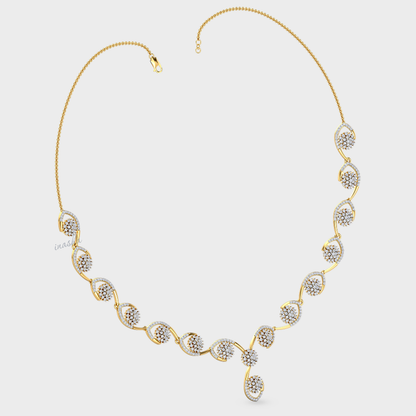 Certified Lab-Grown Diamond Necklace featuring brilliant Round Cut Diamonds in Hallmark Yellow Gold.