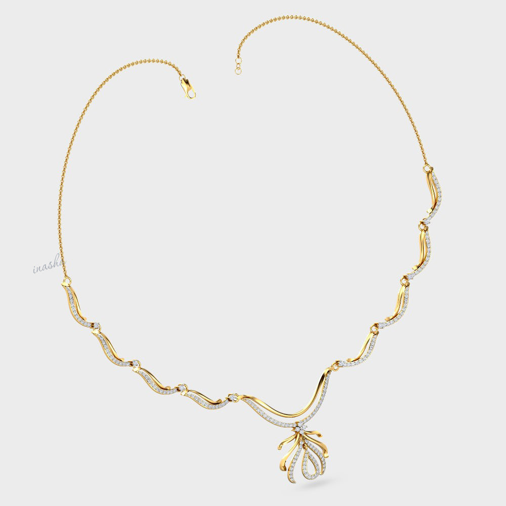 Luxurious GLI Certified Diamond Necklace showcasing radiant sparkle in Yellow Gold.