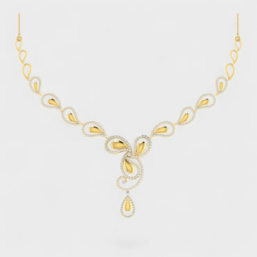 Luxury Yellow Gold Lab Diamond Necklace Round Cut Design