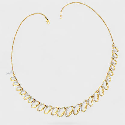 Elegant Round Cut Lab-Grown Diamond Necklace crafted in Yellow Gold