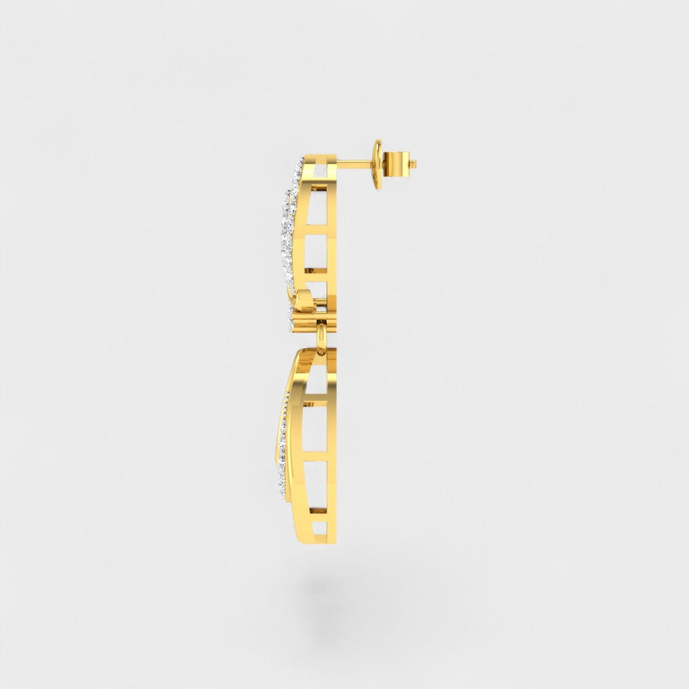 Premium Round Cut Lab Diamond Earrings in Yellow Gold Finish