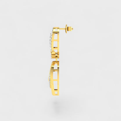 Premium Round Cut Lab Diamond Earrings in Yellow Gold Finish