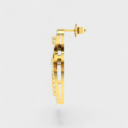 Premium Round Cut Lab Diamond Earrings in Yellow Gold Finish