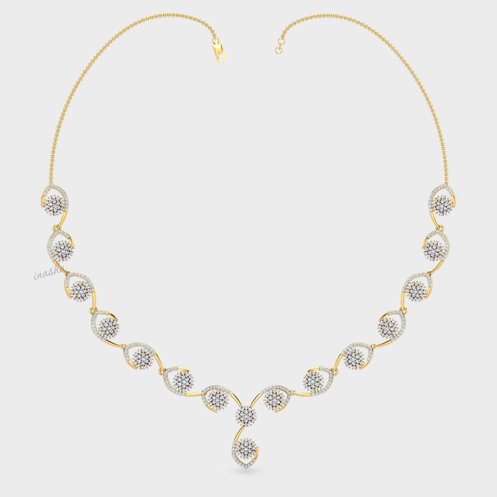 Elegant Round Cut Lab-Grown Diamond Necklace crafted in Yellow Gold for a premium finish.