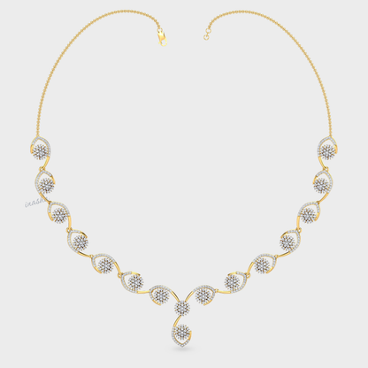 Elegant Round Cut Lab-Grown Diamond Necklace crafted in Yellow Gold for a premium finish.