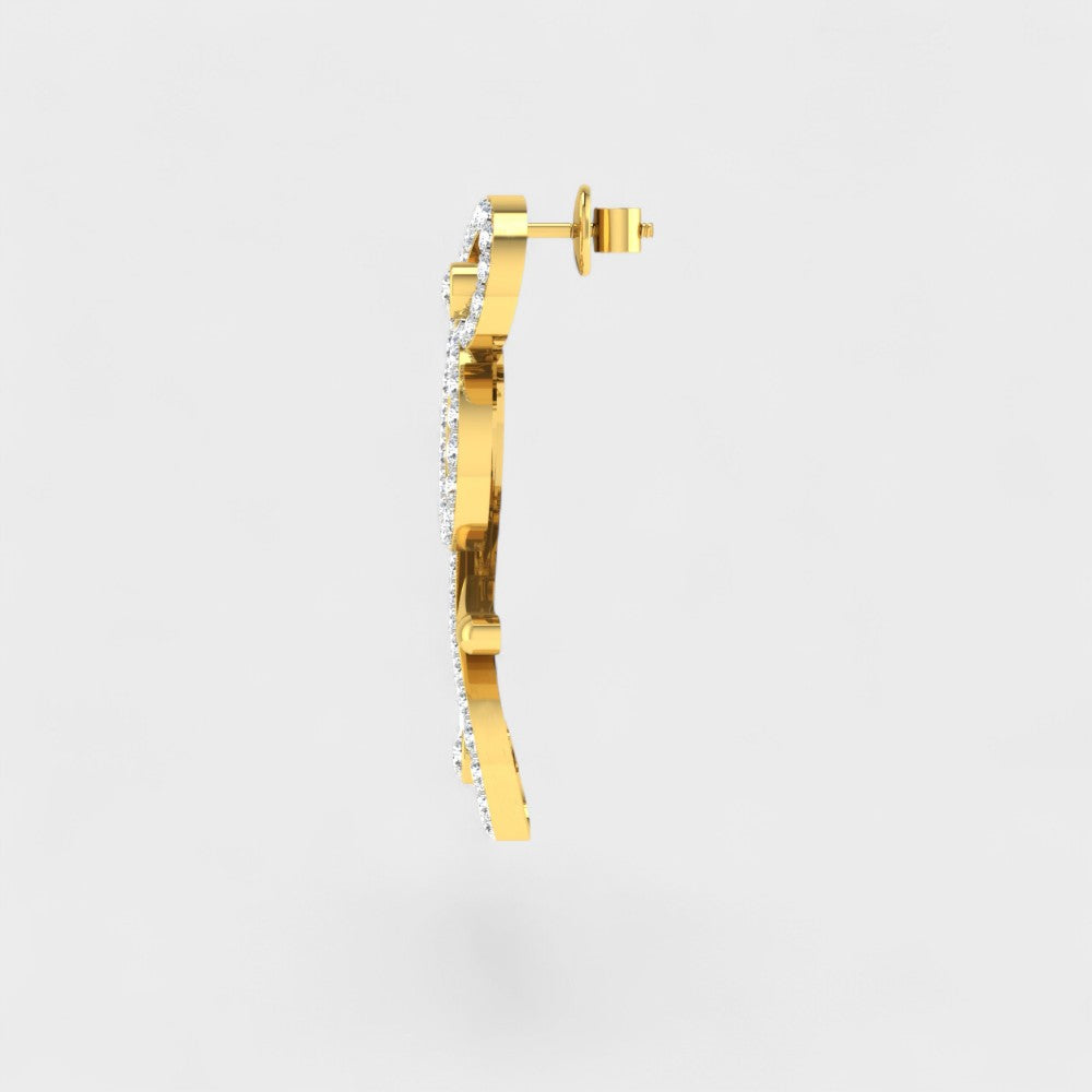 Premium Round Cut Lab Diamond Earrings in Yellow Gold Finish