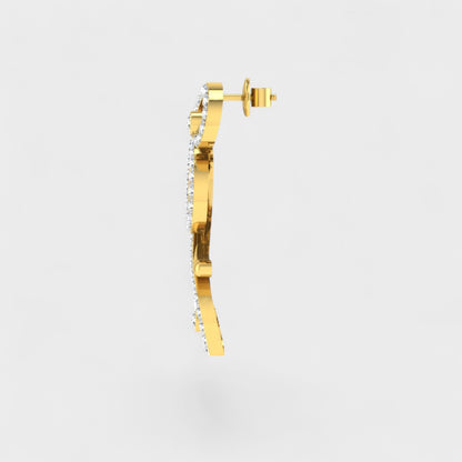 Premium Round Cut Lab Diamond Earrings in Yellow Gold Finish