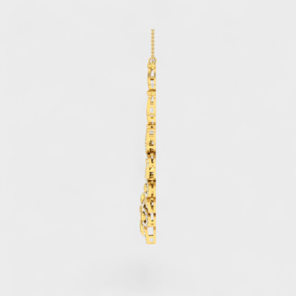Premium Round Cut Lab Diamond Necklace in Yellow Gold Finish
