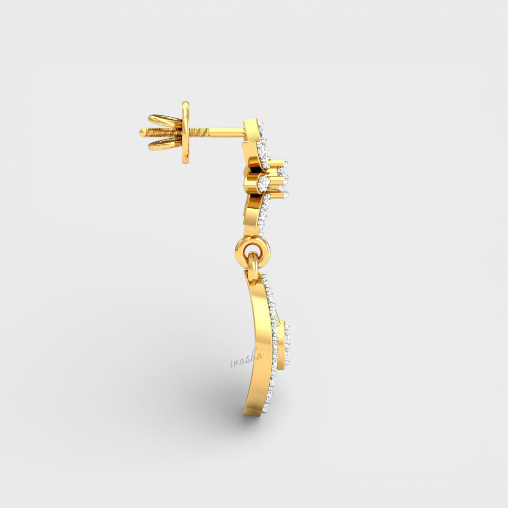 Gold hoop earrings with small diamonds 