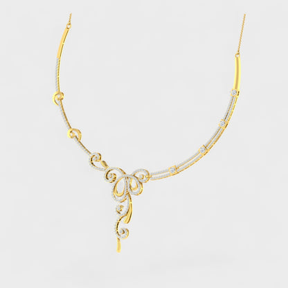 Premium Round Cut Lab Diamond Necklace in Yellow Gold Finish