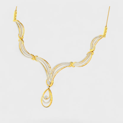 Luxury Yellow Gold Lab Diamond Necklace Round Cut Necklace 