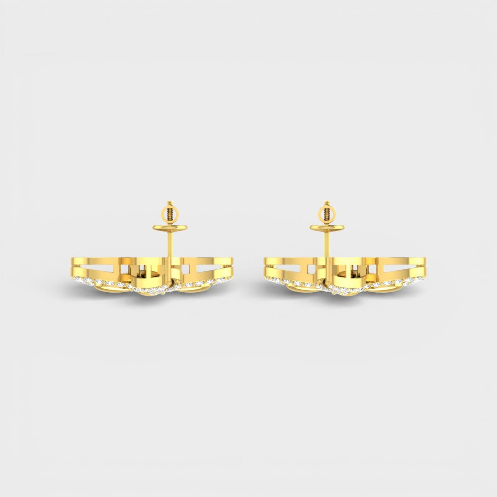Premium Round Cut Lab Diamond Earrings in Yellow Gold Finish