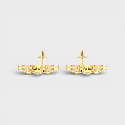 Premium Round Cut Lab Diamond Earrings in Yellow Gold Finish