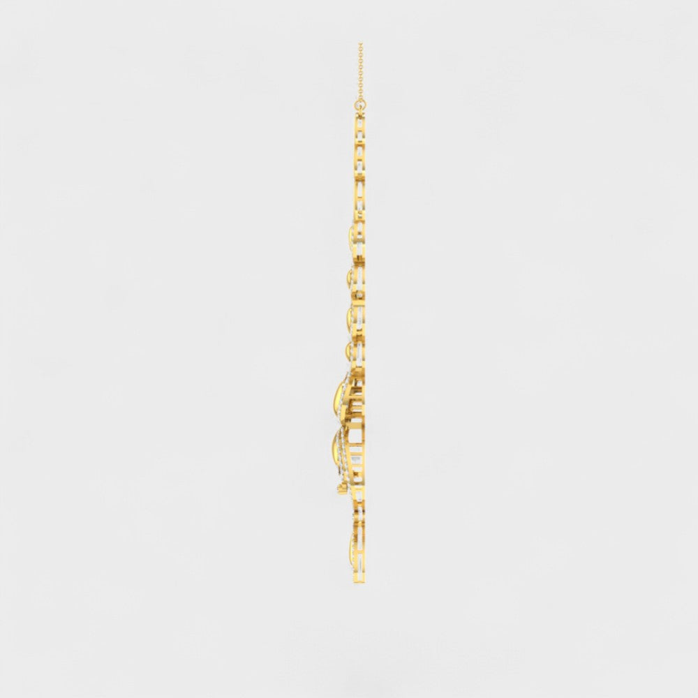 Premium Round Cut Lab Diamond Necklace in Yellow Gold Finish