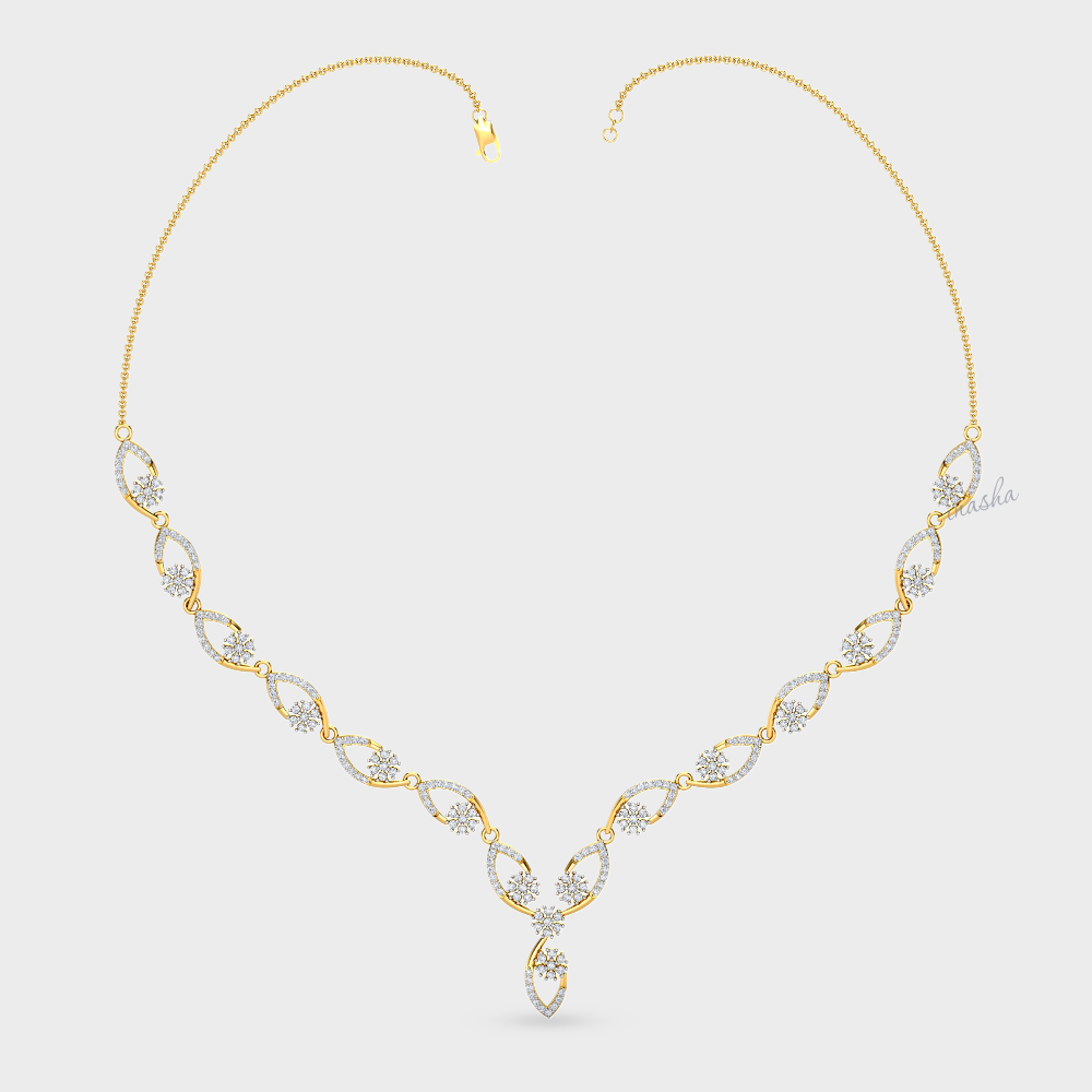 Certified Lab Diamond Necklace Round Cut Yellow Gold Jewellery