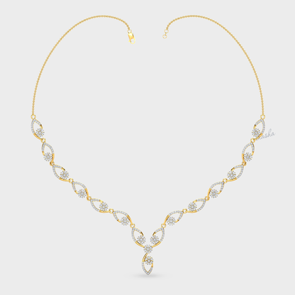 Certified Lab Diamond Necklace Round Cut Yellow Gold Jewellery