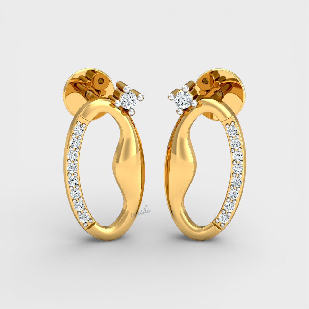 Certified Lab-Grown Diamond Earrings featuring sparkling Round Cut Diamonds in Yellow Gold.