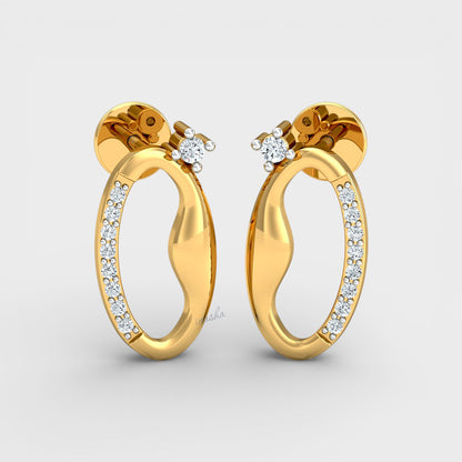 Certified Lab-Grown Diamond Earrings featuring sparkling Round Cut Diamonds in Yellow Gold.
