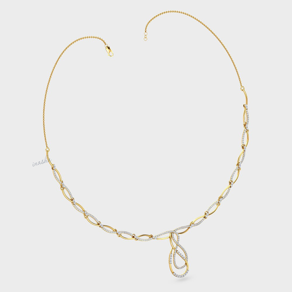 Luxurious Certified Lab-Grown Diamond Necklace with brilliant sparkle in Yellow Gold.