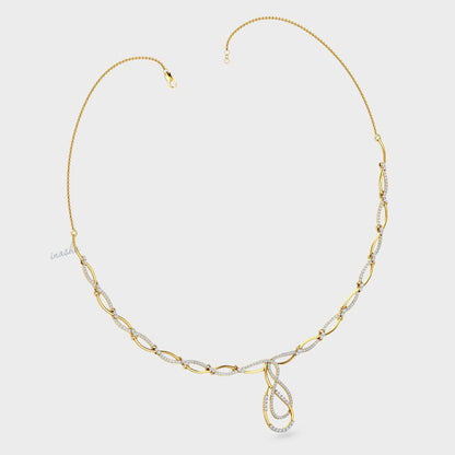 Luxurious Certified Lab-Grown Diamond Necklace with brilliant sparkle in Yellow Gold.