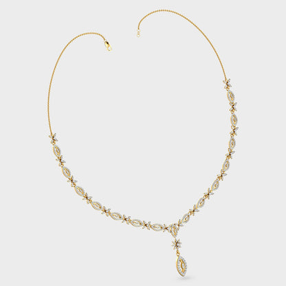 Elegant Round Cut Lab-Grown Diamond Necklace crafted in Yellow Gold