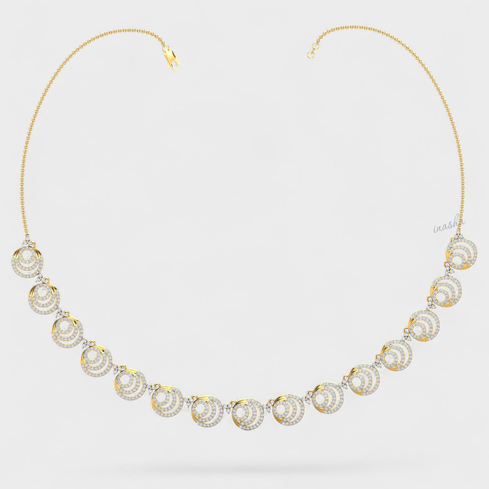 Elegant Round Cut Lab-Grown Diamond Necklace crafted in 9K, 14K, or 18K Yellow Gold.