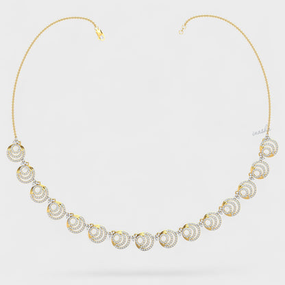 Elegant Round Cut Lab-Grown Diamond Necklace crafted in 9K, 14K, or 18K Yellow Gold.