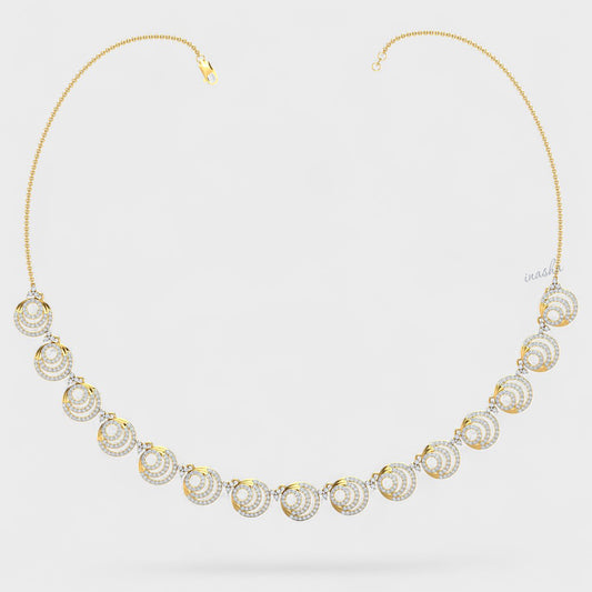 Elegant Round Cut Lab-Grown Diamond Necklace crafted in 9K, 14K, or 18K Yellow Gold.