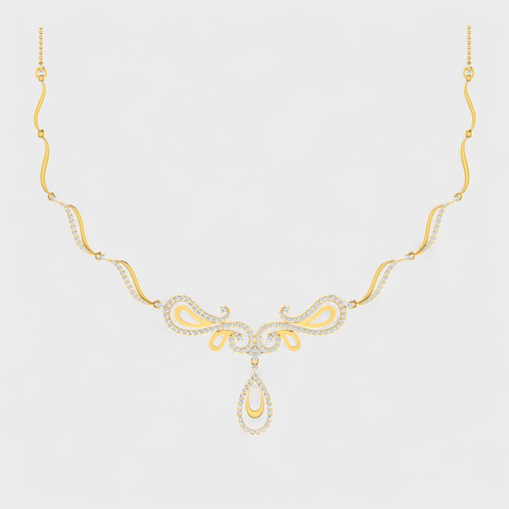 Certified Lab Diamond Necklace Round Cut Hallmark Yellow Gold