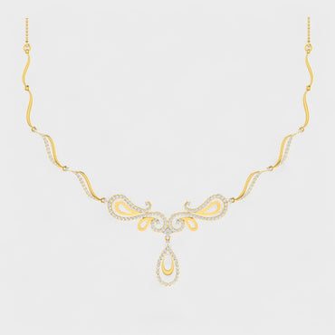 Certified Lab Diamond Necklace Round Cut Hallmark Yellow Gold
