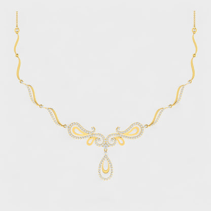 Certified Lab Diamond Necklace Round Cut Hallmark Yellow Gold