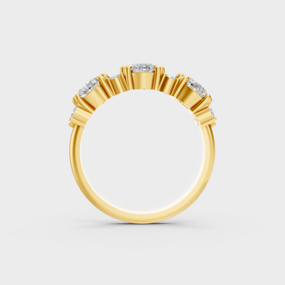 Luxury 2.30 Carat Oval and Round Cut Diamond Band with brilliant styling in 9K Yellow Gold.