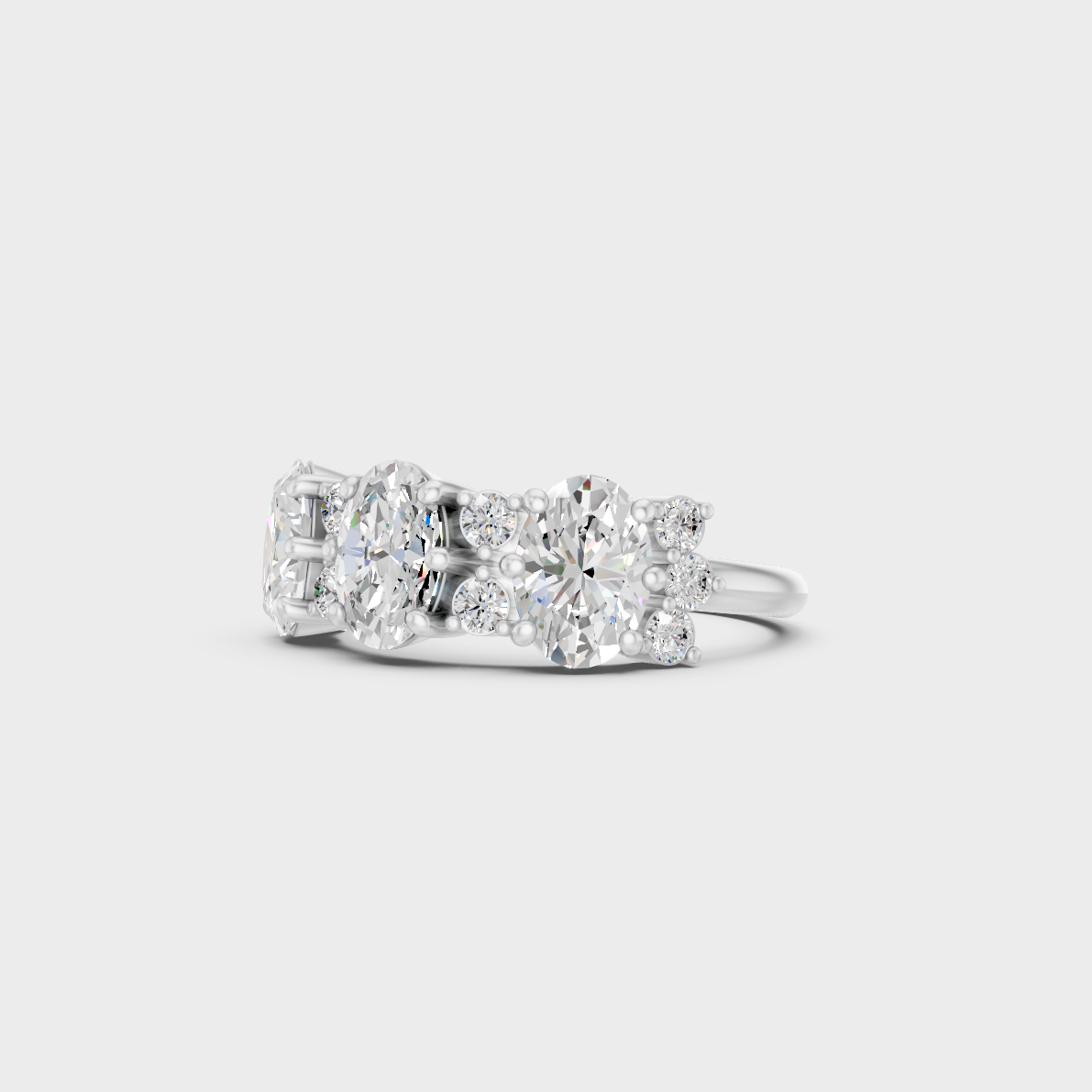 Certified 2.30 Carat Oval and Round-Cut Lab-Grown Diamond Band in 950 Platinum.