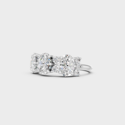 Certified 2.30 Carat Oval and Round-Cut Lab-Grown Diamond Band in 950 Platinum.