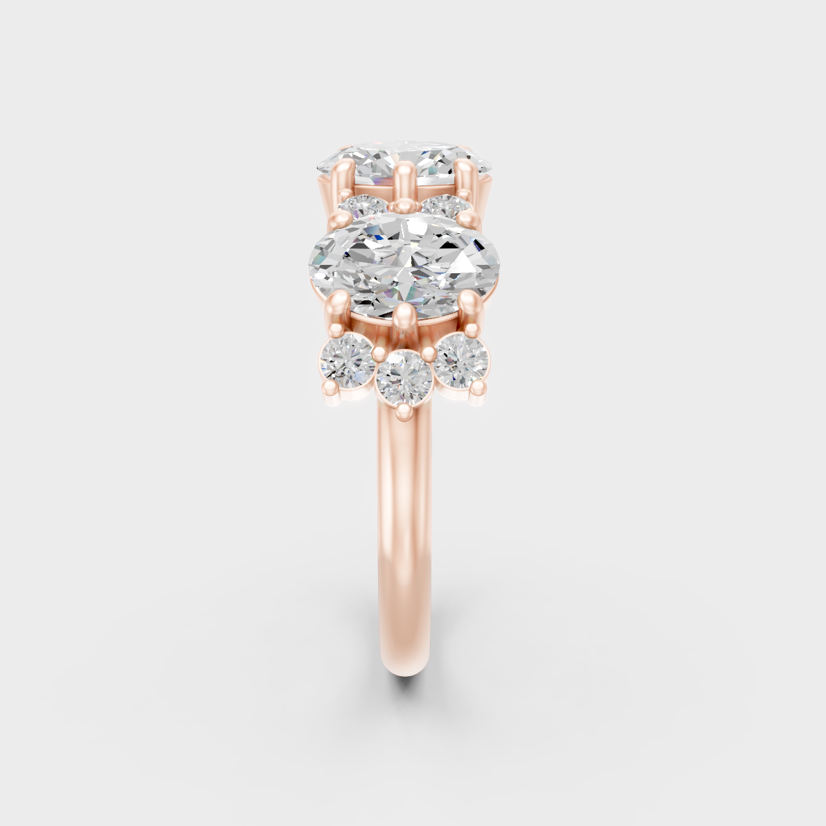 Ethical Luxury 2.30 Ct Oval and Round Lab-Grown Diamond Band, elegant statement in 18K Rose Gold.