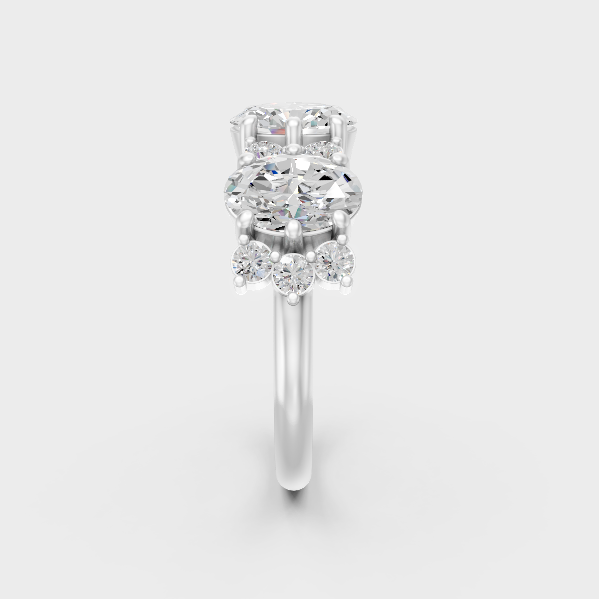 Sophisticated 2.30 Ct Oval and Round Lab-Grown Diamond Wedding Band with 14K White Gold setting.