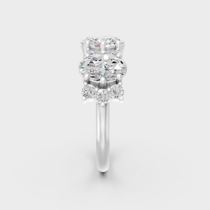 Sophisticated 2.30 Ct Oval and Round Lab-Grown Diamond Wedding Band with 14K White Gold setting.