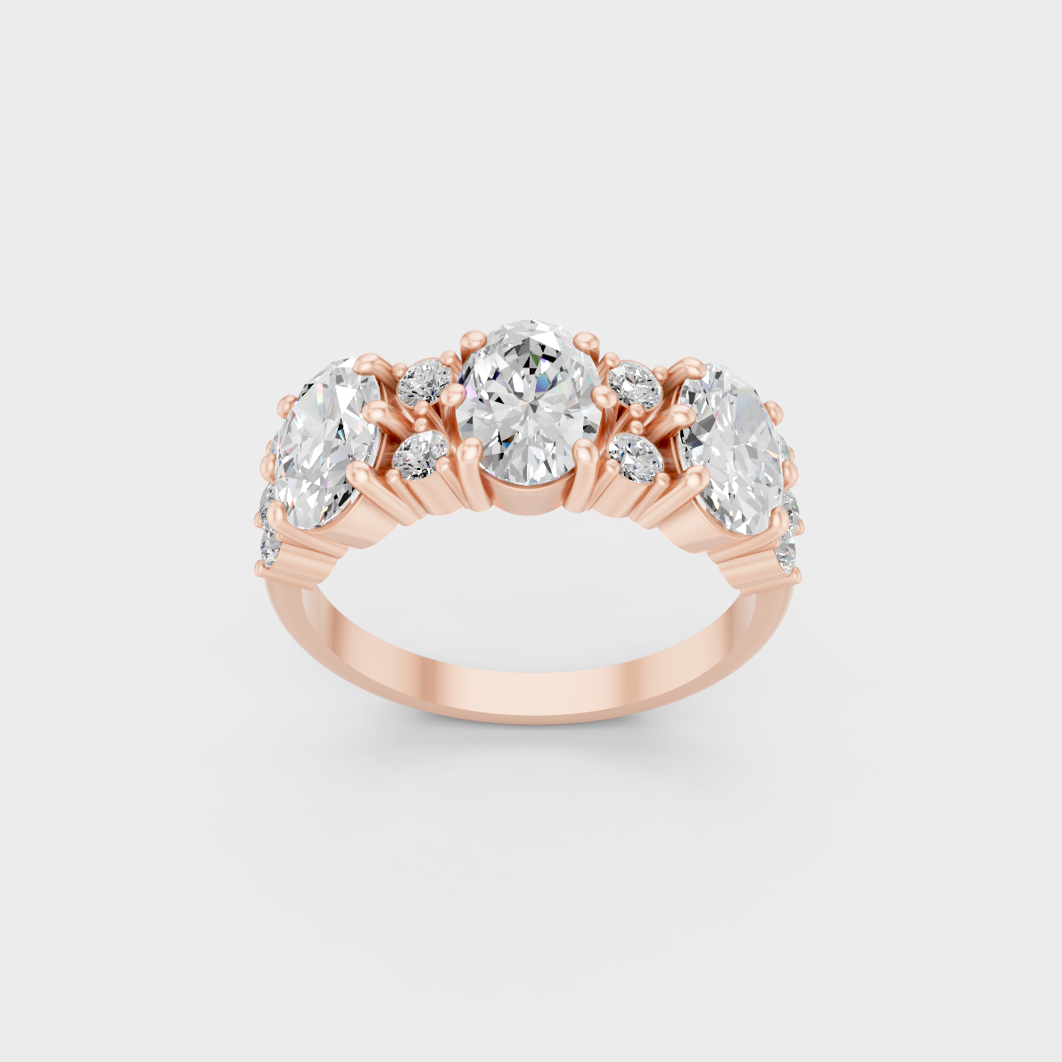 Exquisite 2.30 Ct Oval and Round Lab-Grown Diamond Wedding Band, polished 14K Rose Gold finish.