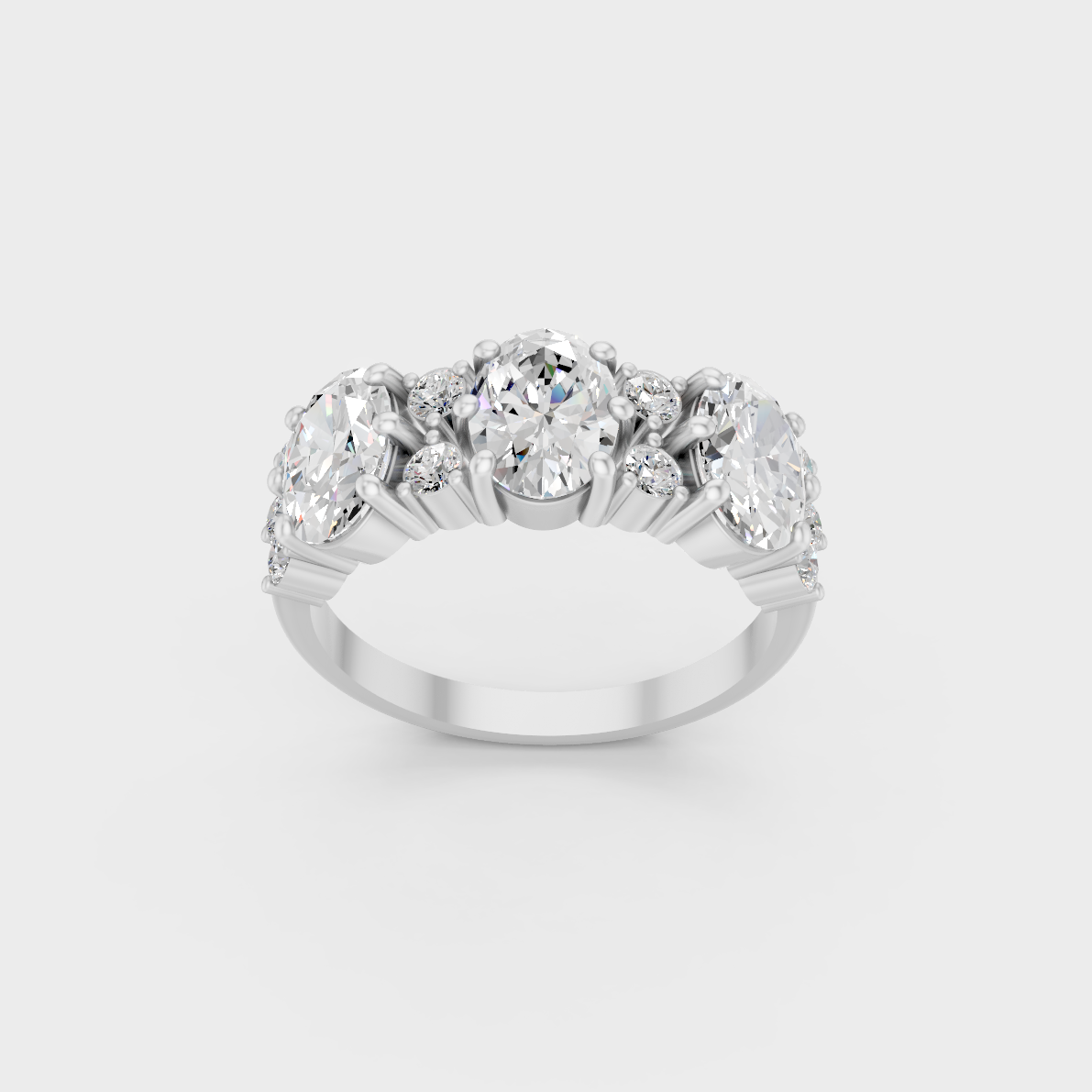 High-Durability 2.30 Ct Oval and Round Lab-Grown Diamond Wedding Band, premium 950 Platinum.
