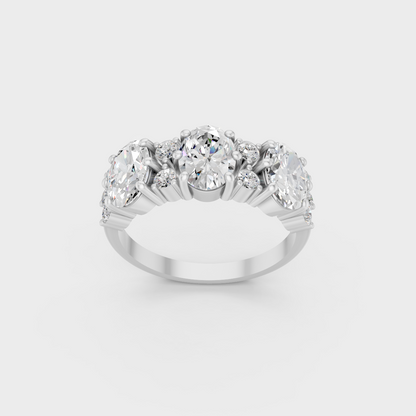 High-Durability 2.30 Ct Oval and Round Lab-Grown Diamond Wedding Band, premium 950 Platinum.