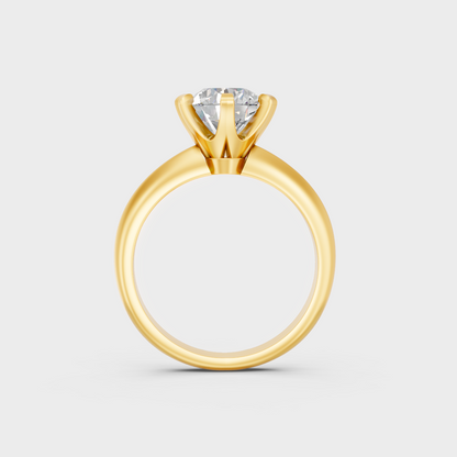 Luxury 1.50 Carat Round Cut Solitaire Ring with brilliant styling in 9K Yellow Gold.