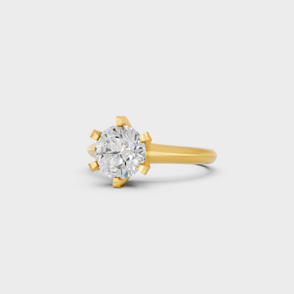 Certified 1.50 Carat Round-Cut Lab-Grown Diamond Solitaire Ring in 18K Yellow Gold.