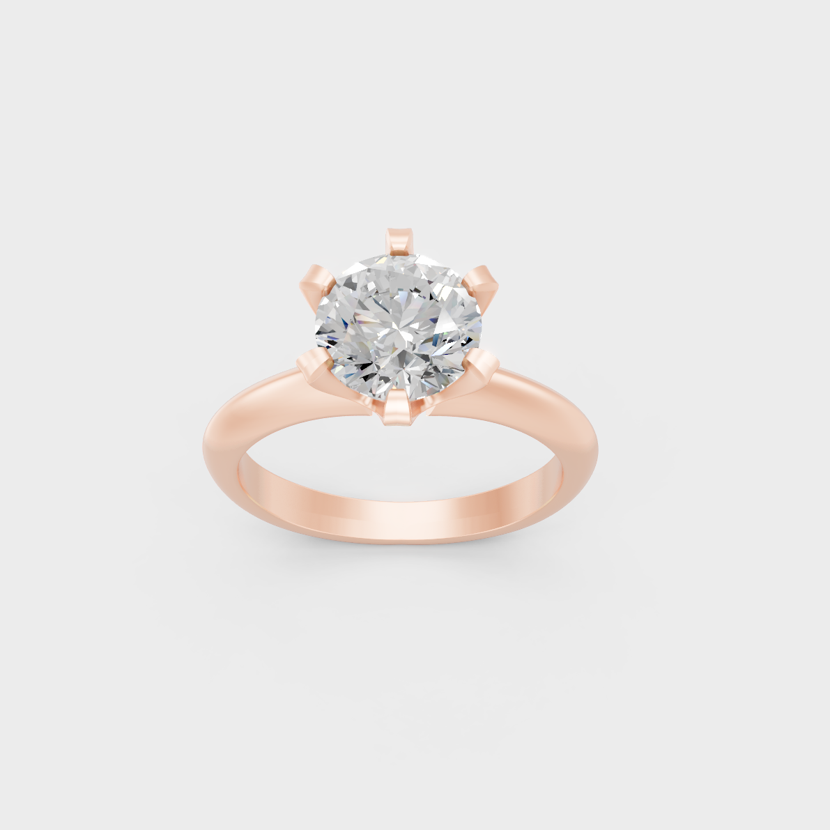 Exquisite 1.50 Ct Round Lab-Grown Diamond Engagement Ring, polished 14K Rose Gold finish.