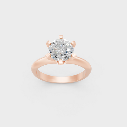 Exquisite 1.50 Ct Round Lab-Grown Diamond Engagement Ring, polished 14K Rose Gold finish.